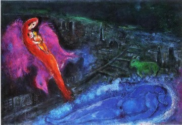 マルク・シャガール Painting - セーヌ川にかかる橋 現代マルク・シャガール